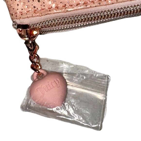 Juicy Couture Pink Glitter Monogram Cosmetic Makeup Bag & Travel Toiletry Bottle - Picture 7 of 16